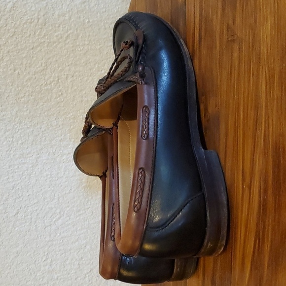 Allen Edmonds Woodstock Black Comfort Loafers 2 tone slip on tassels Sz.8.5 - Picture 3 of 12